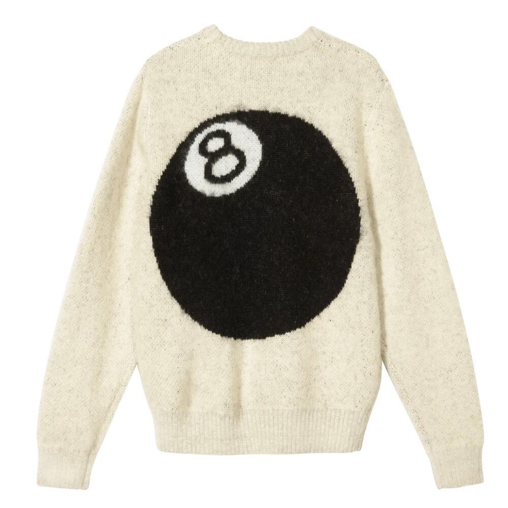 Stussy 8 BALL HEAVY BRUSHED MOHAIR SWEATER CREAM SIZE MEDIUM